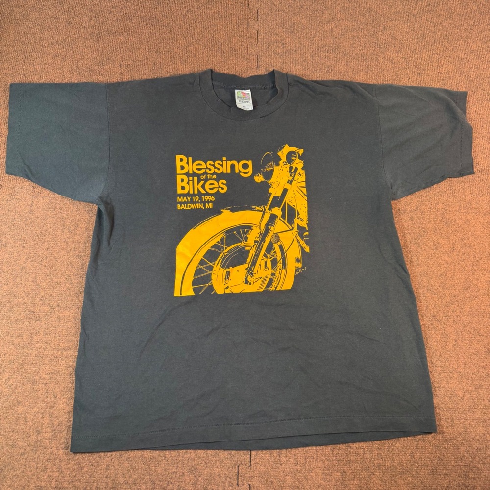 Vintage 1996 Blessing of the Bikes Baldwin MI T-Shirt Mens XL Fruit of the Loom
